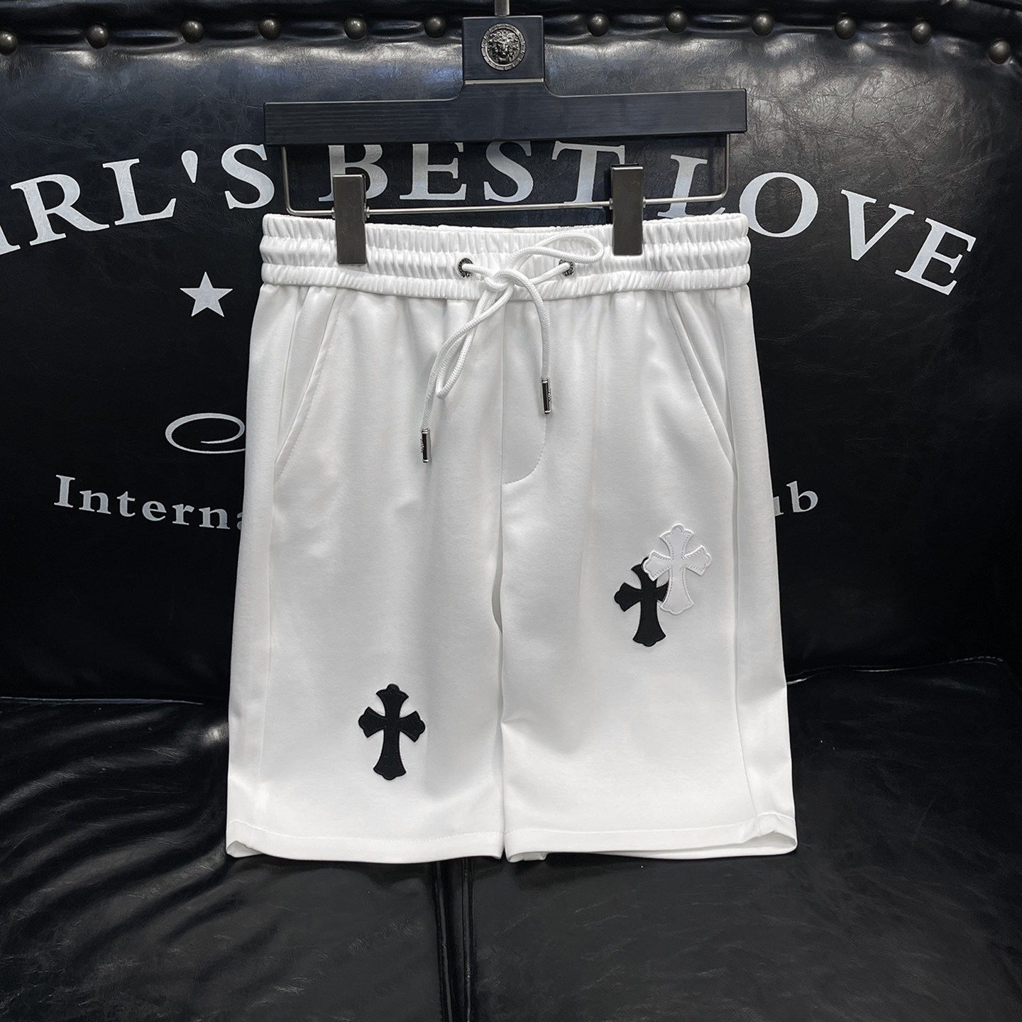 男士短裤贴皮2026夏季新款休闲五分裤时尚男装男裤1135P75白，男装休闲裤，电商A315