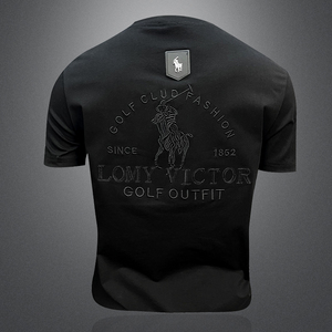 2026新款 夏季 男士丝光棉刺绣T恤 A315-XB10 P65 黑3D图，男装T恤，电商A315