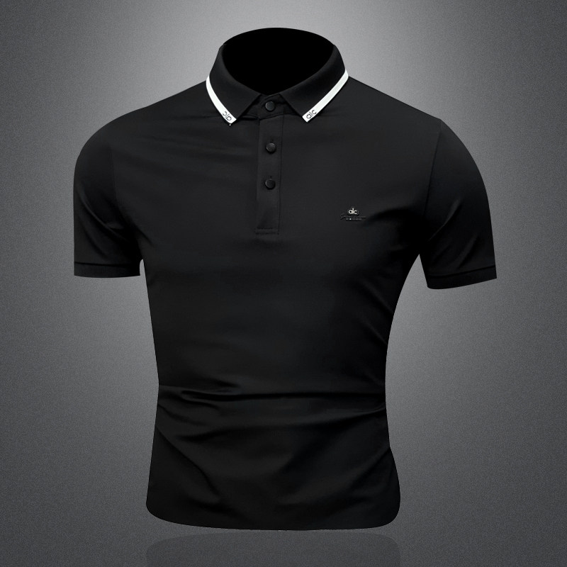 2026新款夏季男士POLO翻领T恤6289P48黑3D图，男装T恤，电商A315