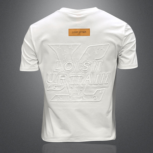 长期供货大2026新款 夏季 男士刺绣T恤 3126 P75 白 3D，男装T恤，电商A315