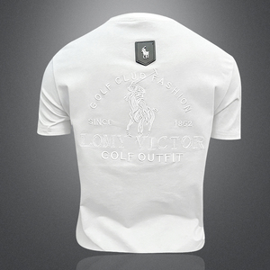 2026新款 夏季 男士丝光棉刺绣T恤 A315-XB10 P65 白 3D图，男装T恤，电商A315