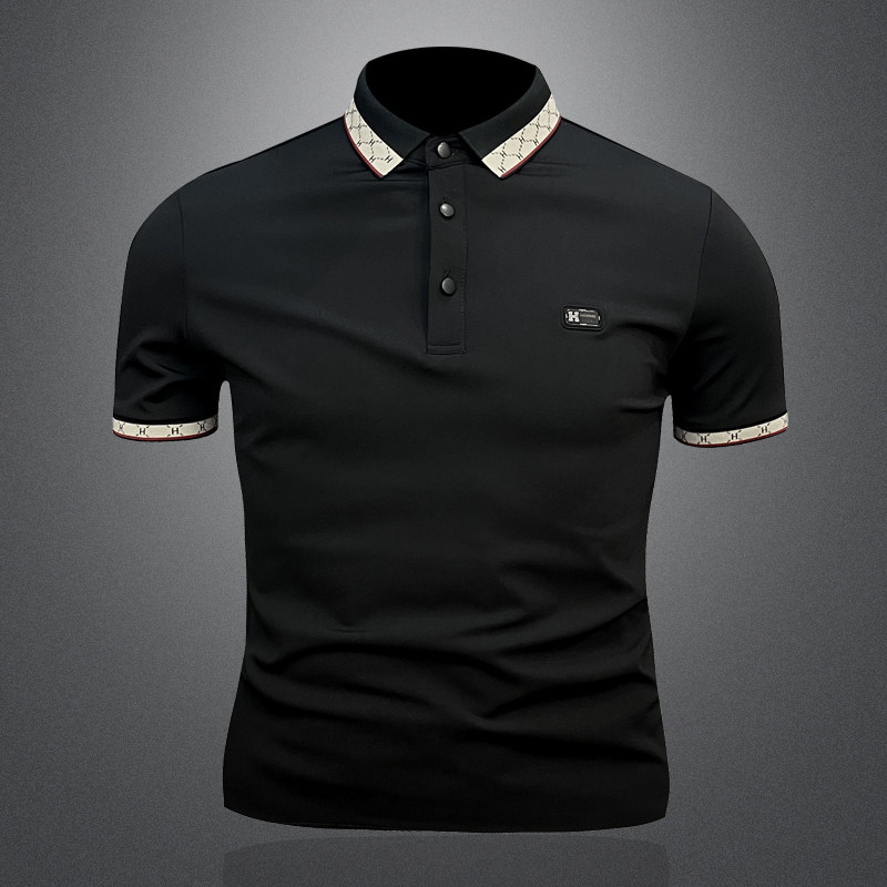 2026新款夏季男士POLO翻领T恤6216P50黑3D图，男装T恤，电商A315