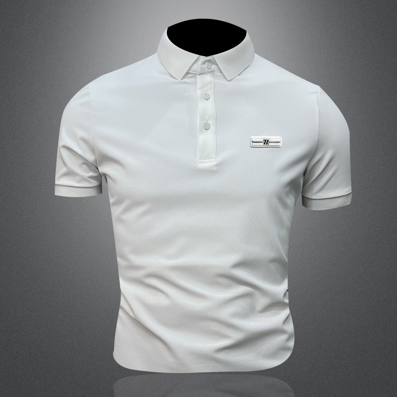 2026新款夏季提花男士POLO翻领T恤6212P48白3D图，男装T恤，电商A315