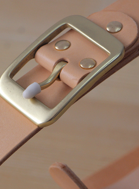 手工皮具 纯手工制作 意大利植鞣革 头层牛皮 纯黄铜针扣腰带