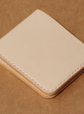 手缝皮具植鞣革头层牛皮多卡位简约经典横竖短款钱包钱夹皮夹财包