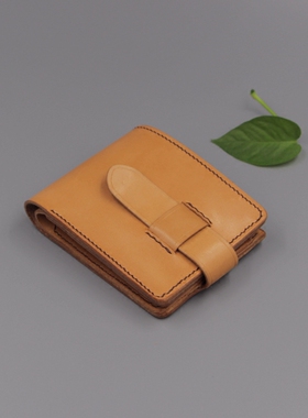 手工缝制 皮具 枥木胺 头层牛皮 复古 短款 钱包 财布 养牛