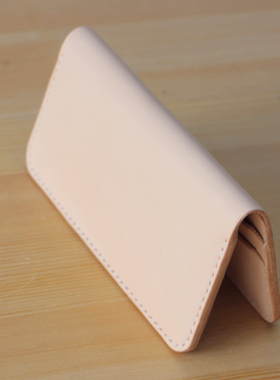 手工皮具简约纯色多钞位手缝植鞣革头层牛皮长款钱包夹财布手机包