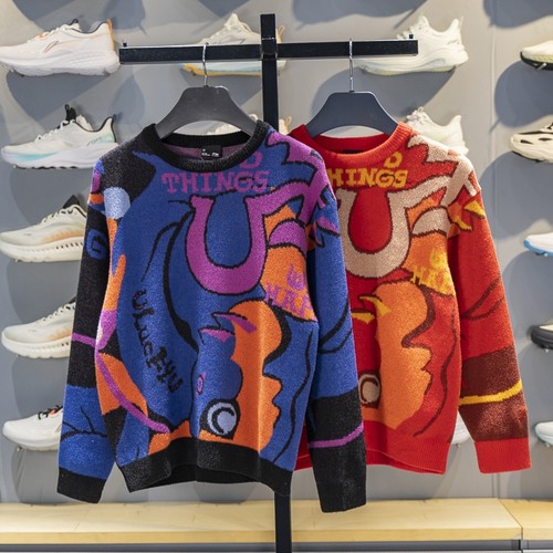 李宁套头无帽编织衫保暖