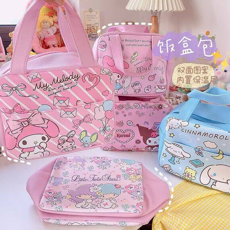 卡通玉桂狗饭盒袋可爱手提便当包PU皮革防水女学生餐具收纳保温袋
