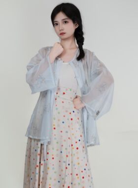 彩虹糖 | 凤翥斋亚麻印花波点中长款唐制破裙汉服夏
