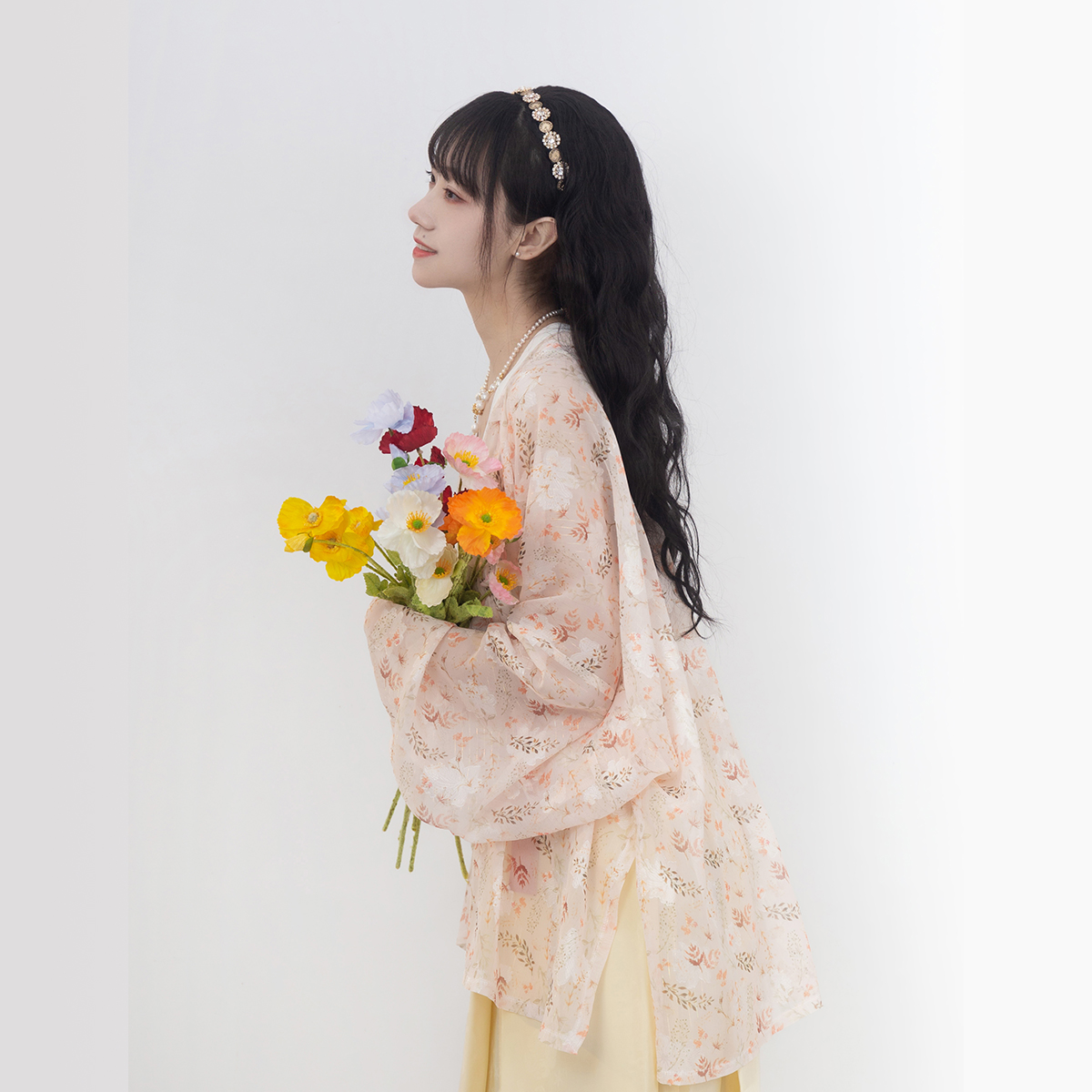 【现货】凤翥斋 洛阳花 宋飞机袖春夏剪花金丝雪纺纱汉服