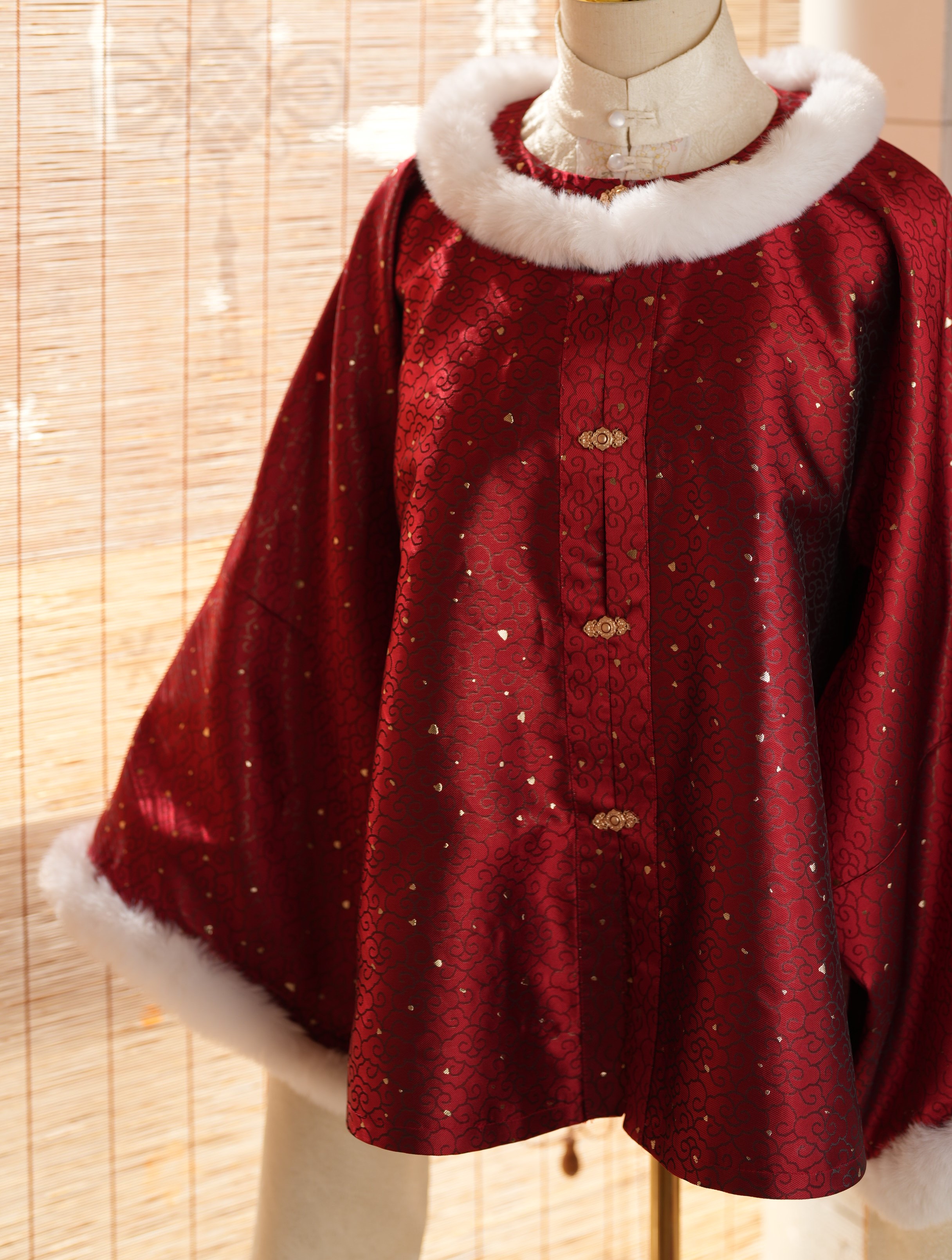 山河新岁 | 凤翥斋现货圈毛昭君袄汉服织金提花新年元宵款