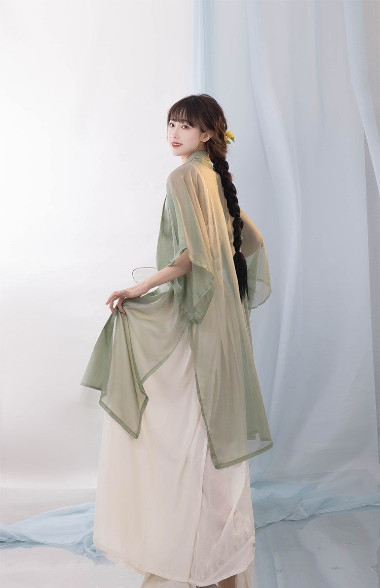 【现货】凤翥斋 澹澹烟 幻色雪纺纱仿长干寺款衫子纯色宽松汉服