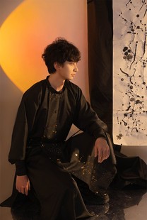 金鳞甲 剑网3同人周边凤翥斋苍云黑金唐圆领袍汉服不含配饰