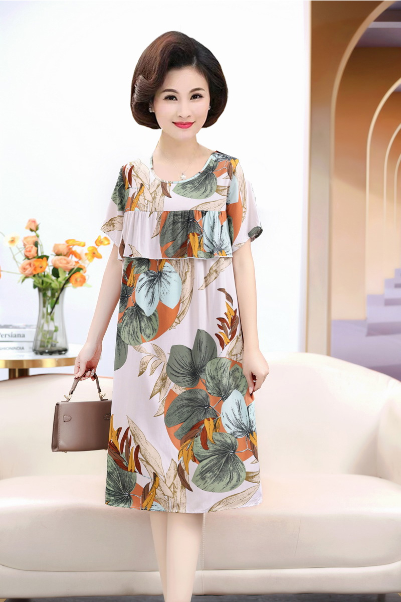 夏季薄款大码睡裙舒适裙子女夏天妈妈装连衣裙可外穿家居服睡衣