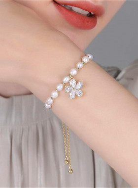 复古花朵配饰高级感淡水珍珠手链
