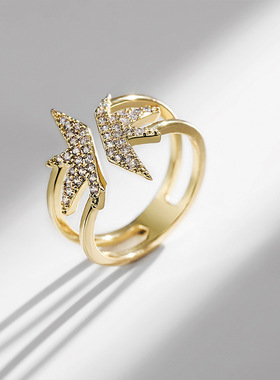 戴拉时尚个性复古双层开口戒指