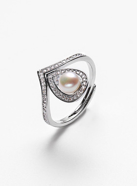 戴拉时尚水滴淡水珍珠开口戒指