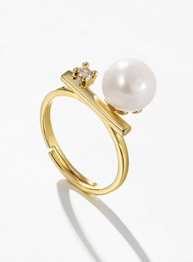 戴拉时尚气质开口淡水珍珠戒指