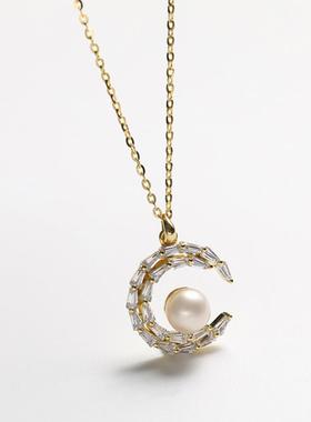 戴拉时尚淡水珍珠925银项链耳钉