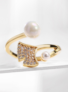 轻奢银杏叶名媛风配饰开口戒指