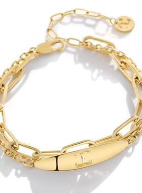 戴拉高级感双层手链女款时尚小众手饰品 字母手环 闺蜜精致礼物