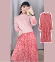 Phụ nữ trong nước 2019 Tết màu đỏ Sao hỏa tinh khiết màu hồng tình yêu Váy xếp li 0606510 - Váy eo cao váy maxi eo thun	