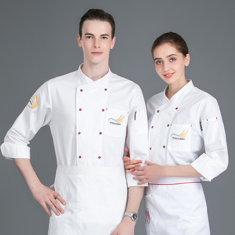 新款厨师工作服长袖中国风餐饮饭店食堂衣服烘焙面包房大码秋冬装