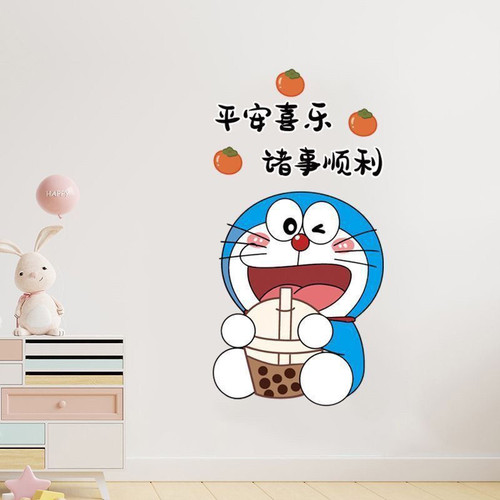 叮当猫创意可爱门贴遮挡划痕房间卧室装饰墙面墙贴纸遮丑补洞自粘