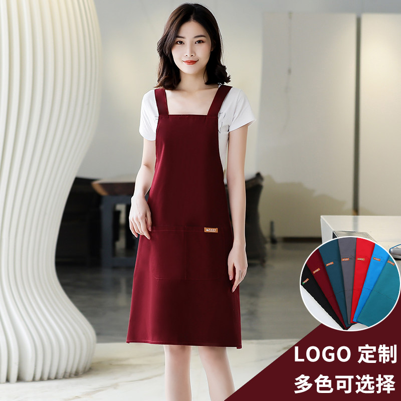 围裙定制logo印字商用工作服纯棉厨房韩版时尚女简约纯色酒店围裙,家庭/个人清洁工具,围裙,淘宝优惠券,粉丝福利购,淘宝优惠卷