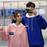 港仔风情侣装秋季新款宽松拼色连帽卫衣班服G661P68女类，男装卫衣，电商A339