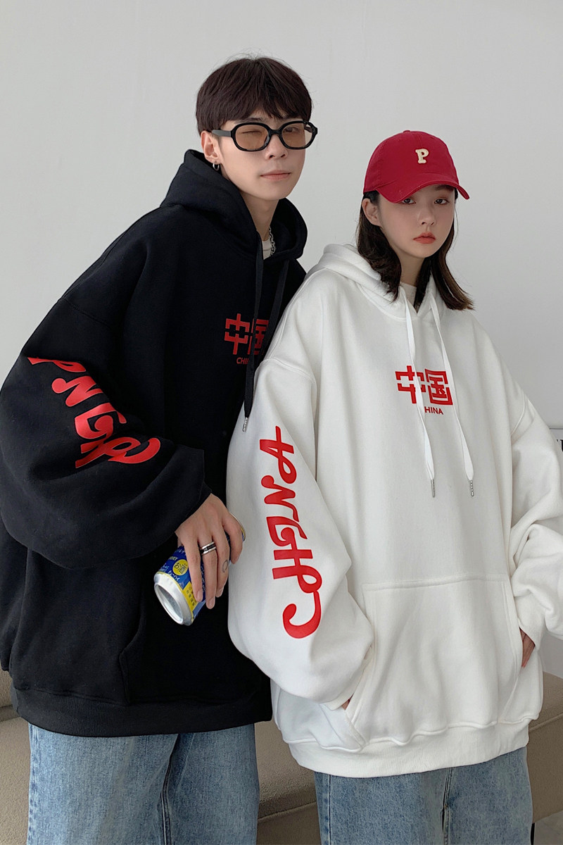 情侣装秋装China印花宽松大码情侣卫衣女外套G955P48男类,女装短外套,电商A339