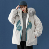 中性风冬装羊羔毛棉衣情侣棉衣大毛领棉服男女G900P128，男装棉衣，电商A339