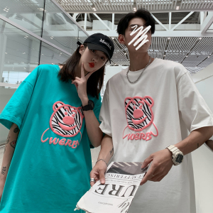 立体印花！高品质上档次，情侣装夏装 小熊发泡印花情侣短袖T恤休闲宽松男女 G921图片
