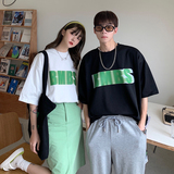 情侣装夏装字母印花情侣短袖T恤衫大码宽松上衣G1010P30男类，男装T恤，电商A339