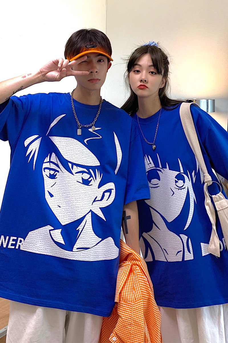 主推情侣装新品潮卡通动漫圆领情侣短袖T恤班服G1005P35女类,男装T恤,电商A339