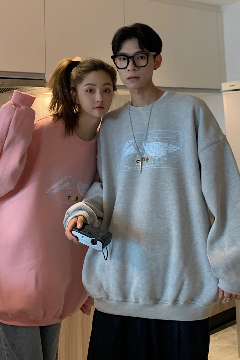 21情侣装秋装简约印花情侣卫衣女宽松百搭外套G937P33女类,女装短外套,电商A339