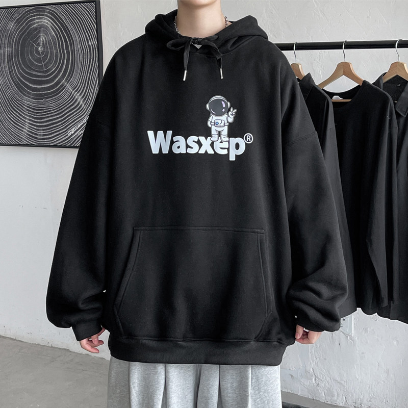 大皂短句潮卡通动漫太空人连帽套头卫衣连帽外套大码G946P48，女装短外套，电商A339