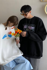 21情侣装秋装 简约印花情侣卫衣女宽松百搭外套 G937 P33 男类图片