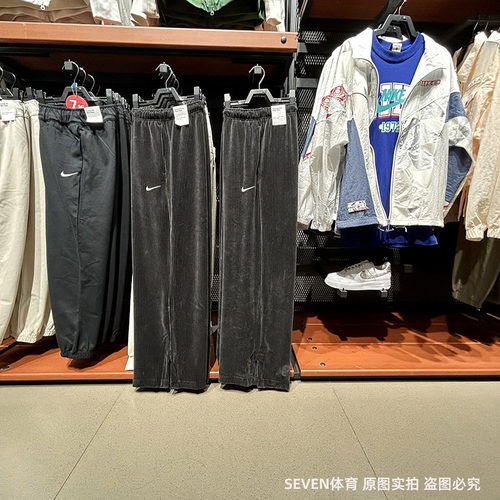 正品Nike耐克女裤百搭灯芯绒运动休闲宽松开衩阔腿长裤DQ5922-010