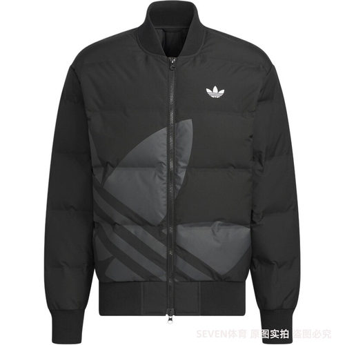 Adidas/阿迪达斯三叶草男女同款棒球领大标羽绒服保暖外套JL8409