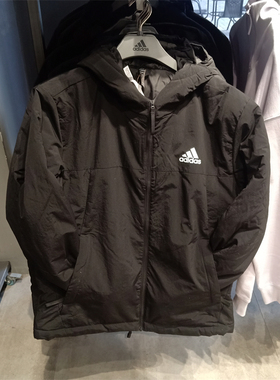 正品Adidas/阿迪达斯男装户外夹棉外套休闲连帽保暖棉服 HT8715