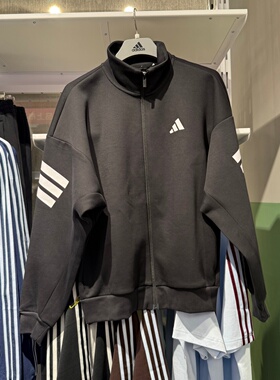 Adidas阿迪达斯三叶草男女26春新款立领三条纹运动夹克外套JD4885