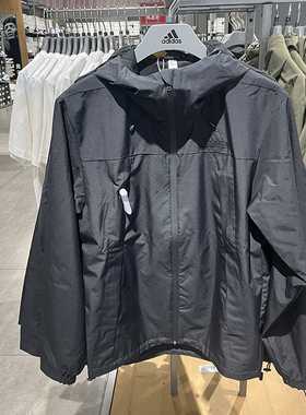 正品Adidas阿迪达斯男子春秋款户外运动冲锋衣连帽夹克外套JF0962