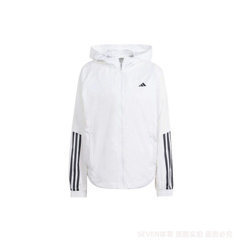 Adidas阿迪达斯女装2024春季新款跑步健身运动休闲连帽夹克IS8042