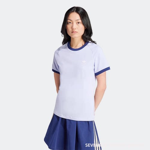 正品Adidas/阿迪达斯春新款女子三叶草圆领休闲短袖IX1916 IN4110