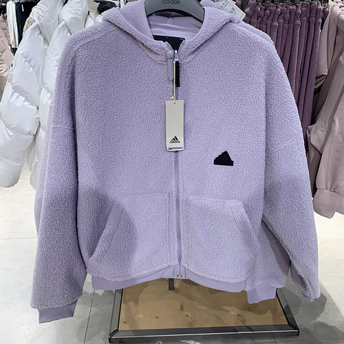 正品Adidas/阿迪达斯男子两面穿仿羊羔绒保暖防风夹克外套HN1946
