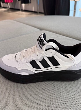 Adidas阿迪达斯男女款Lite Shuffle经典黑白运动休闲鞋板鞋KH9022