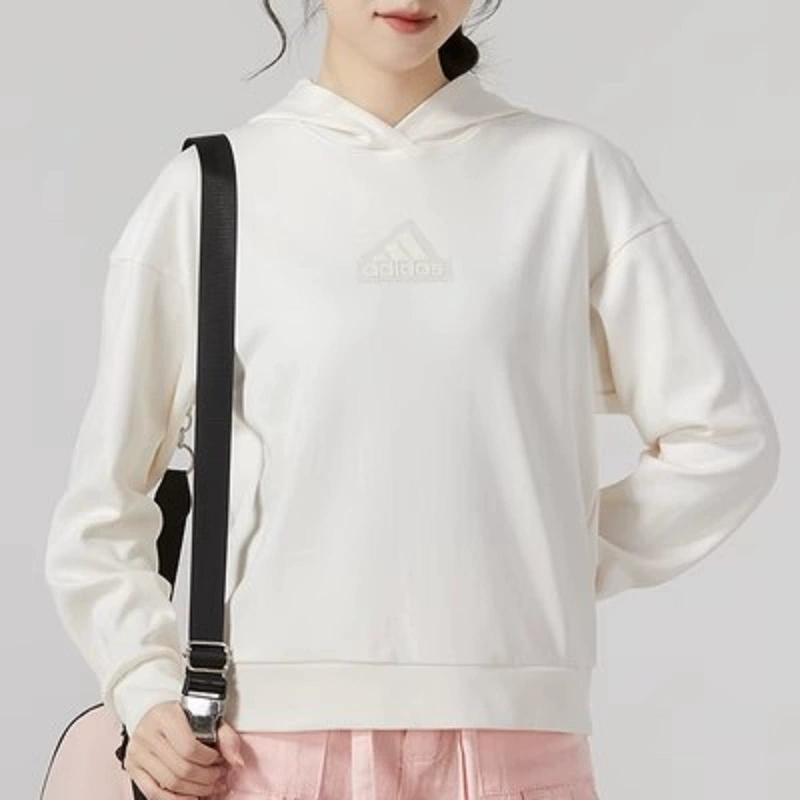 正品Adidas/阿迪达斯女秋冬季针织连帽卫衣运动休闲套头衫IP7078
