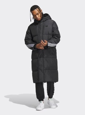 正品Adidas/阿迪达斯三叶草男子冬季连帽长款羽绒服IU4831 IU4832